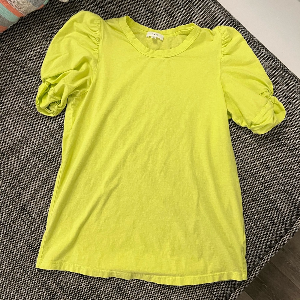 A.L.C. Yellow Puff Sleeve Tee Size S